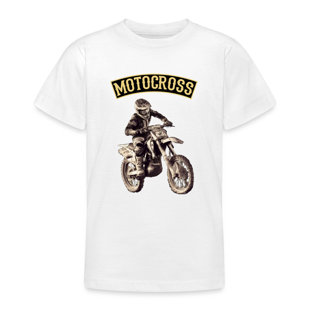 T-shirt Ado, motocross - blanc