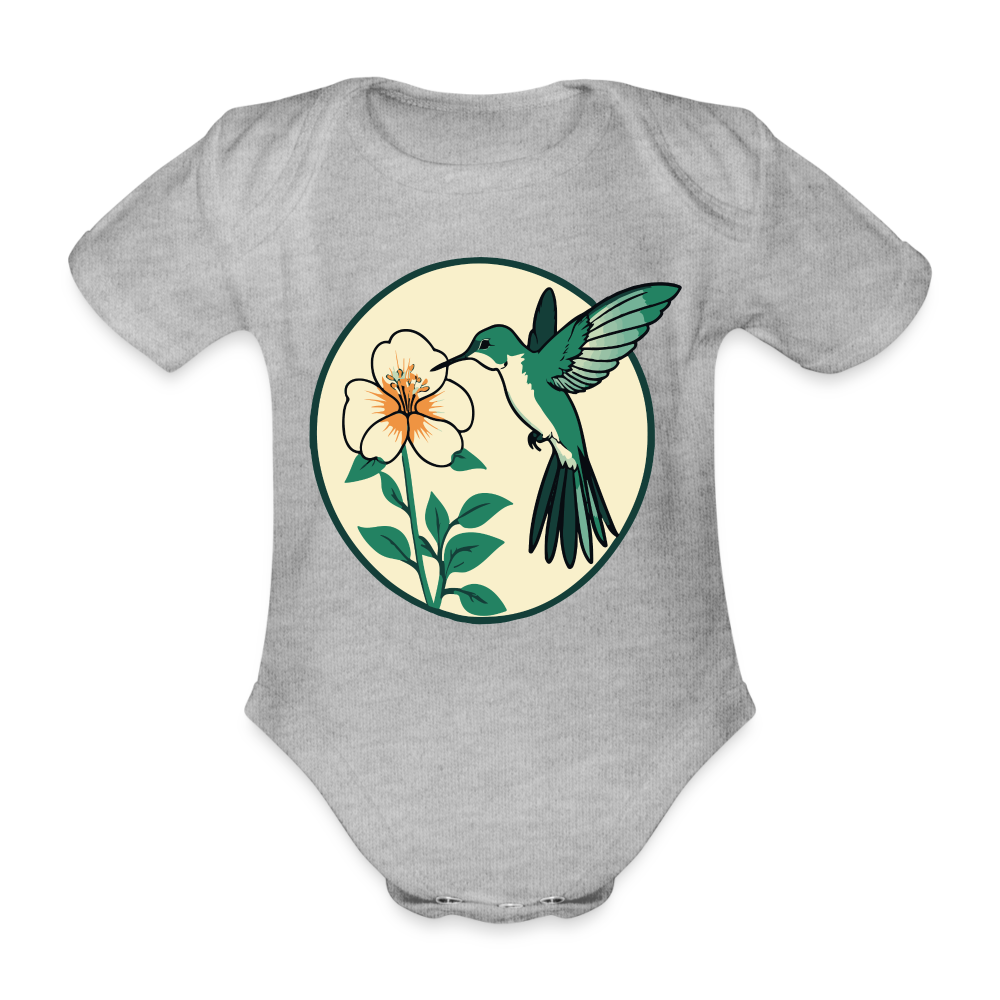 Body Bébé bio manches courtes, Colibri - gris chiné
