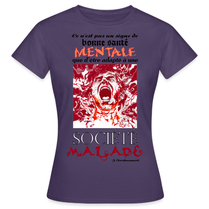 T-shirt Femme "Société Malade" - violet foncé