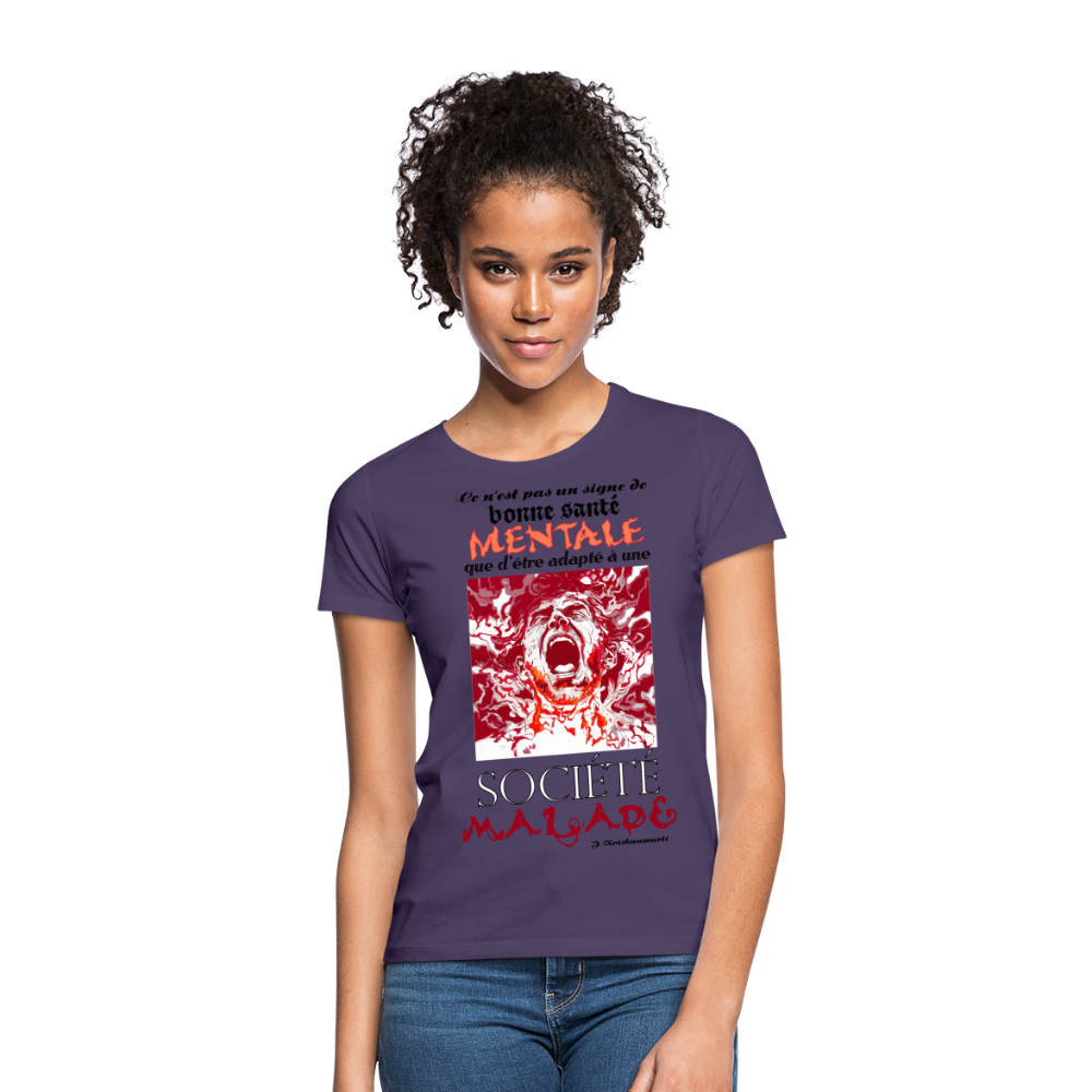 T-shirt Femme "Société Malade" - violet foncé