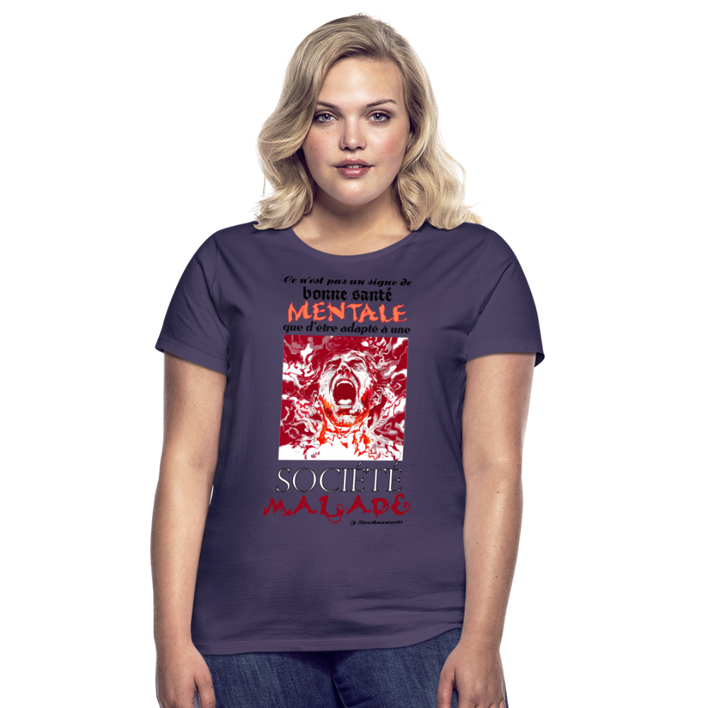 T-shirt Femme "Société Malade" - violet foncé