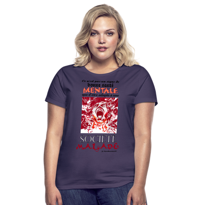 T-shirt Femme "Société Malade" - violet foncé