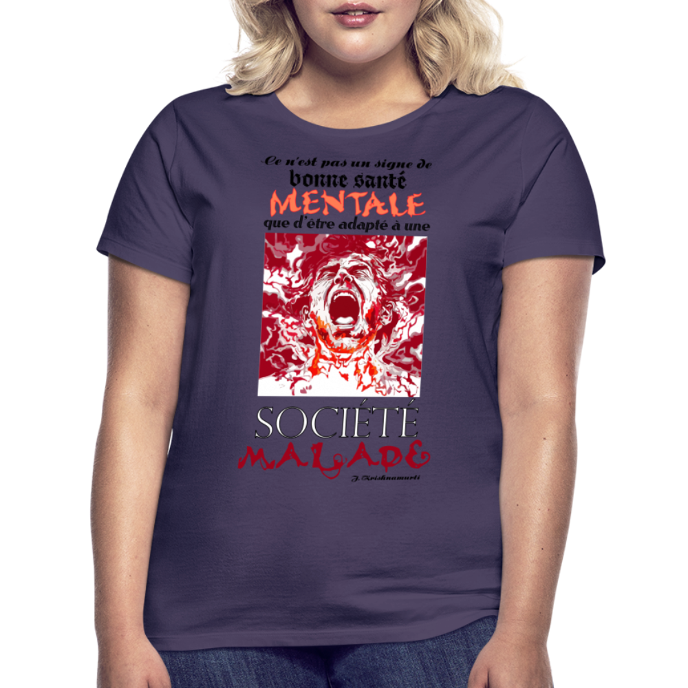 T-shirt Femme "Société Malade" - violet foncé