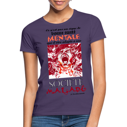 T-shirt Femme "Société Malade" - violet foncé